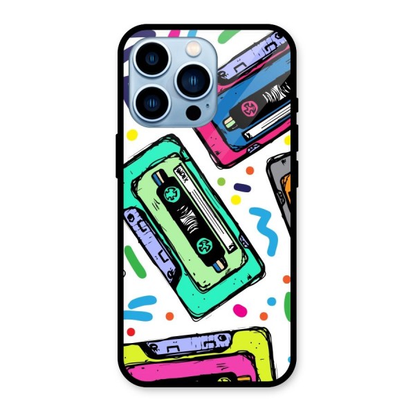 Cassette Pattern Glass Back Case for iPhone 13 Pro