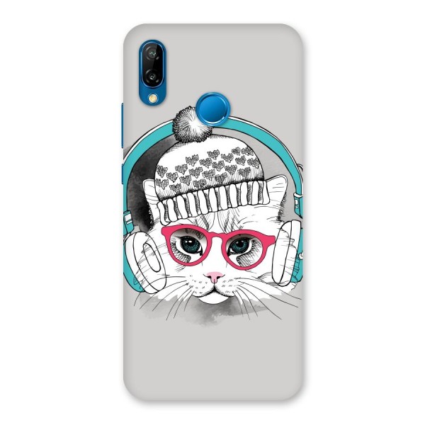 Cat Headphones Back Case for Huawei P20 Lite