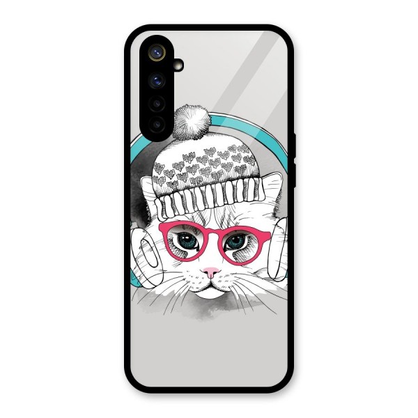 Cat Headphones Glass Back Case for Realme 6