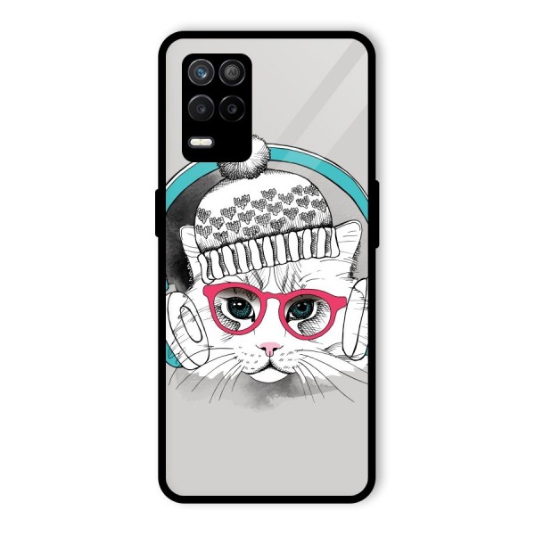 Cat Headphones Glass Back Case for Realme 9 5G