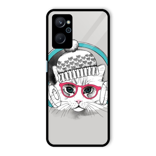 Cat Headphones Glass Back Case for Realme 9i