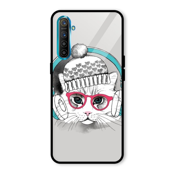 Cat Headphones Glass Back Case for Realme XT