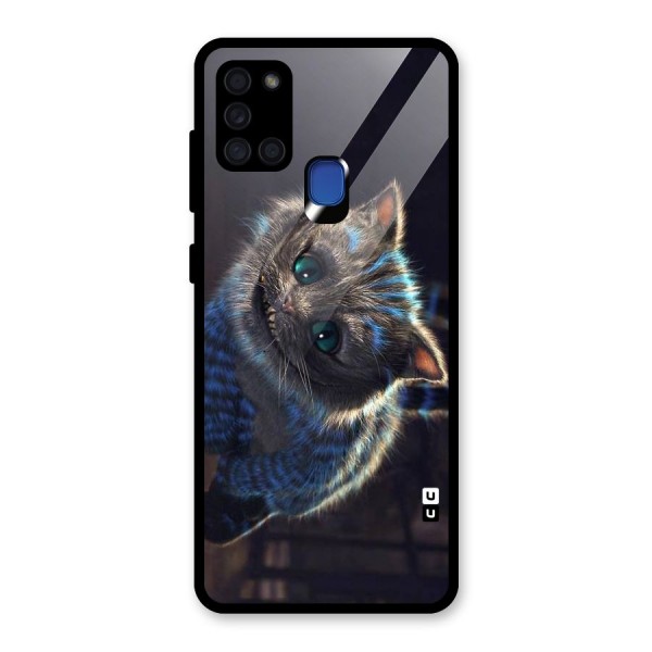 Cat Smile Glass Back Case for Galaxy A21s