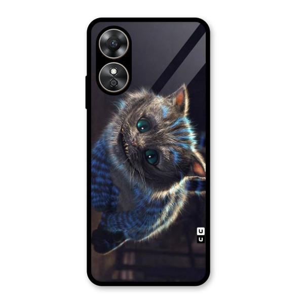 Cat Smile Glass Back Case for Oppo A17