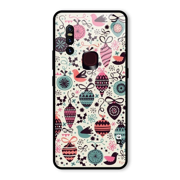 Celebration Pattern Glass Back Case for Vivo V15