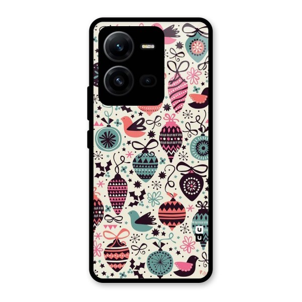 Celebration Pattern Glass Back Case for Vivo V25