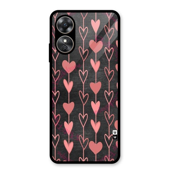 Chain Of Hearts Glass Back Case for Oppo A17