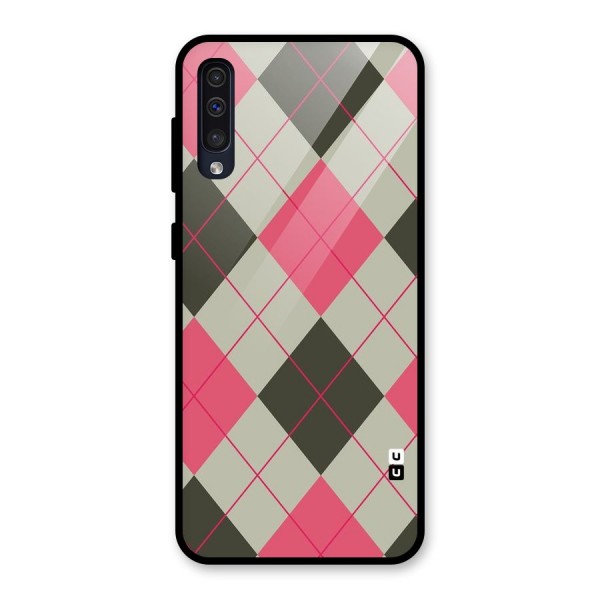 Check And Lines Glass Back Case for Galaxy A50s