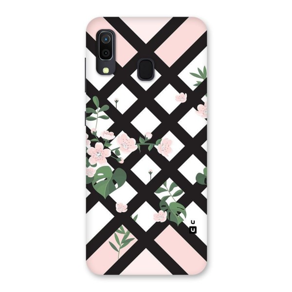 Check Floral Stripes Back Case for Galaxy A20