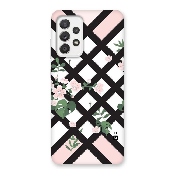 Check Floral Stripes Back Case for Galaxy A52