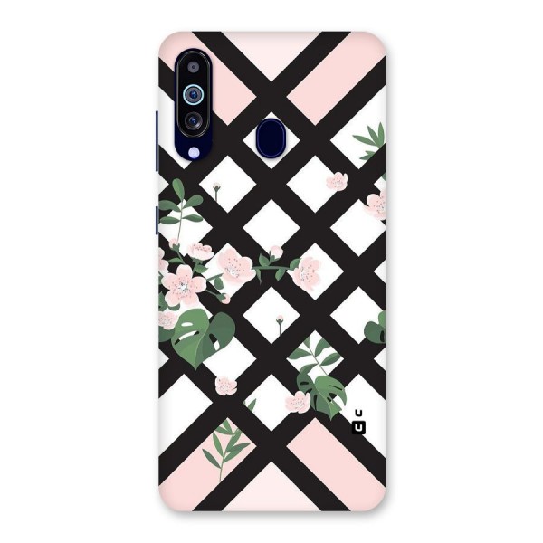 Check Floral Stripes Back Case for Galaxy A60