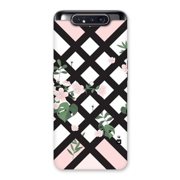 Check Floral Stripes Back Case for Galaxy A80