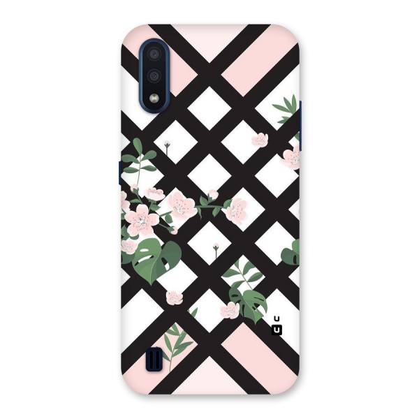 Check Floral Stripes Back Case for Galaxy M01