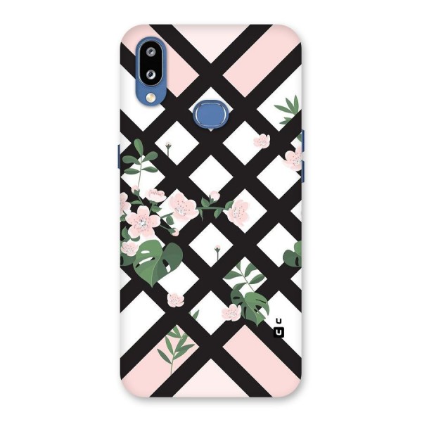 Check Floral Stripes Back Case for Galaxy M01s