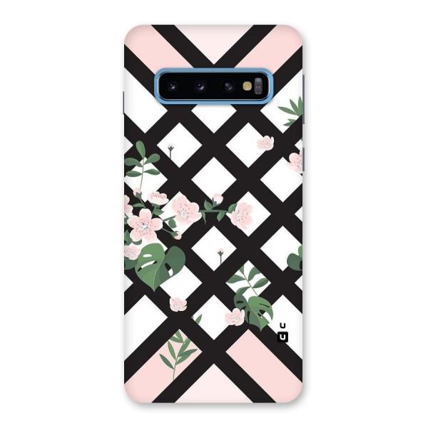 Check Floral Stripes Back Case for Galaxy S10