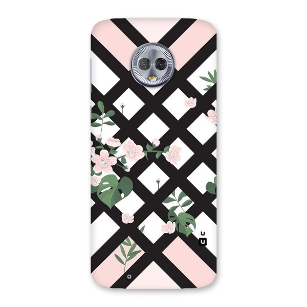 Check Floral Stripes Back Case for Moto G6