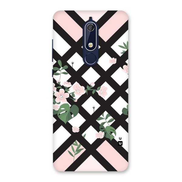 Check Floral Stripes Back Case for Nokia 5.1