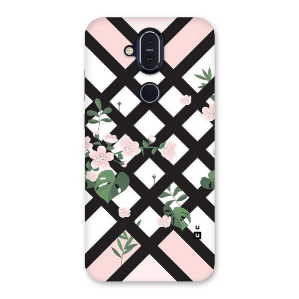 Check Floral Stripes Back Case for Nokia 8.1