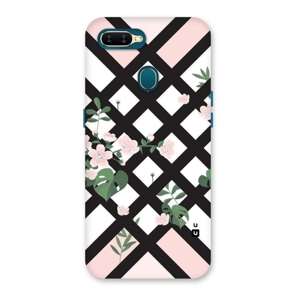 Check Floral Stripes Back Case for Oppo A12