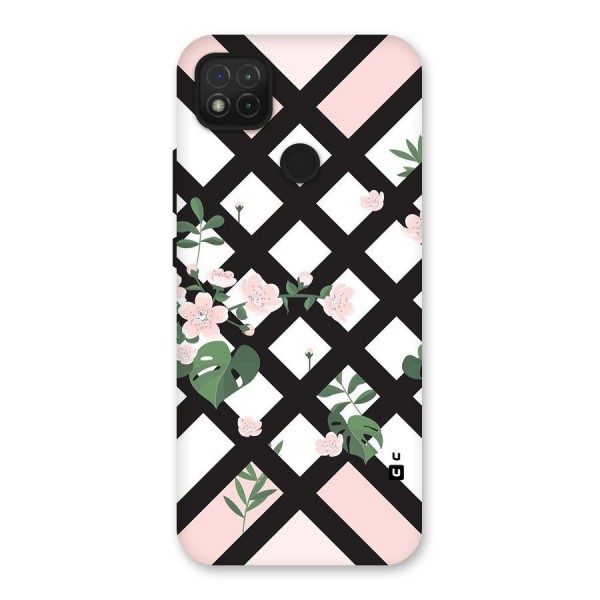 Check Floral Stripes Back Case for Redmi 9C