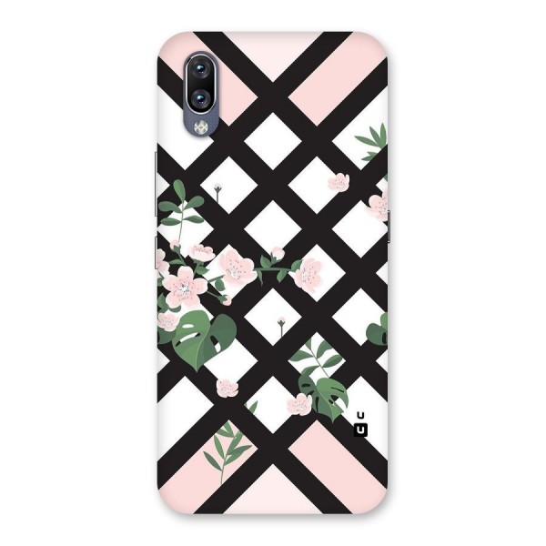 Check Floral Stripes Back Case for Vivo NEX