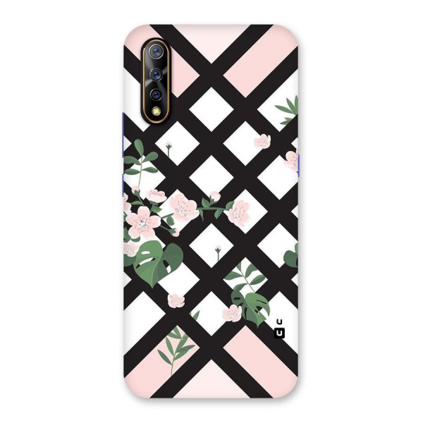 Check Floral Stripes Back Case for Vivo S1