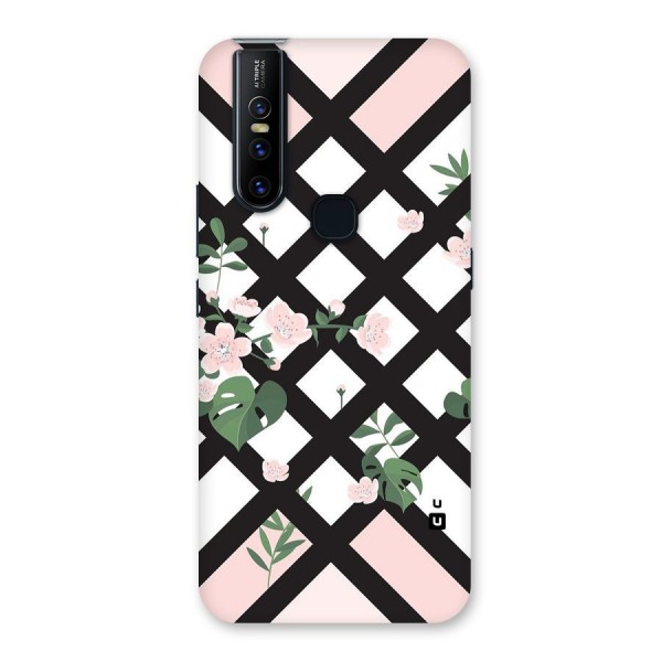 Check Floral Stripes Back Case for Vivo V15