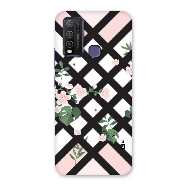 Check Floral Stripes Back Case for Vivo Y30