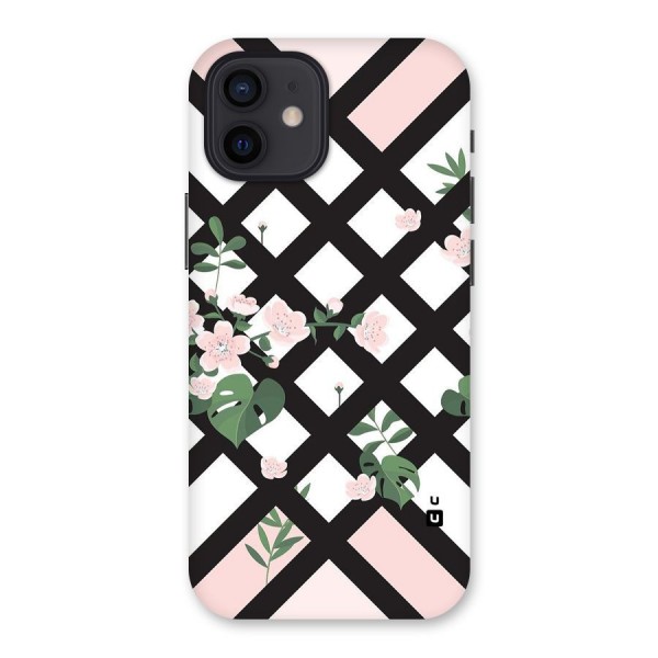 Check Floral Stripes Back Case for iPhone 12