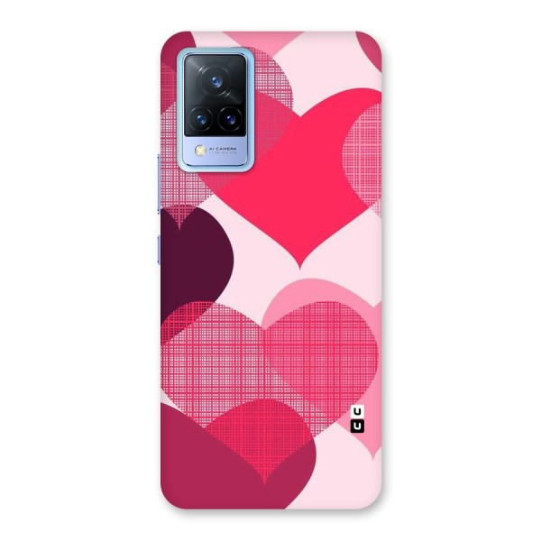 Check Pink Hearts Back Case for Vivo V21 5G