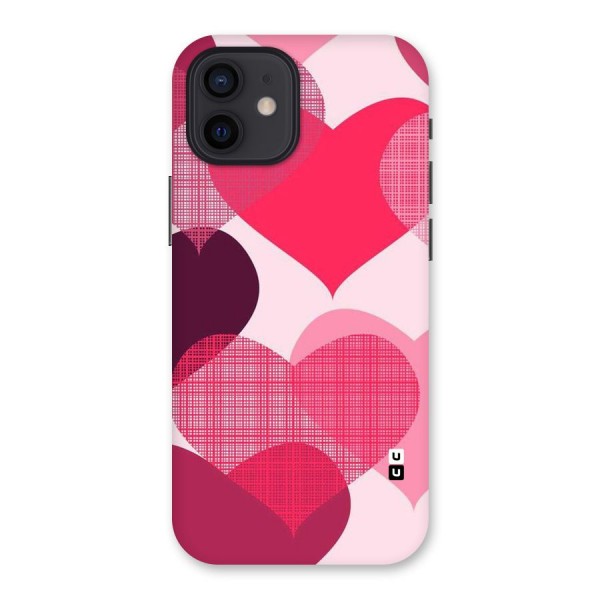 Check Pink Hearts Back Case for iPhone 12