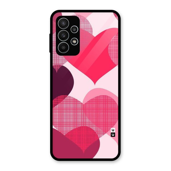 Check Pink Hearts Glass Back Case for Galaxy A23