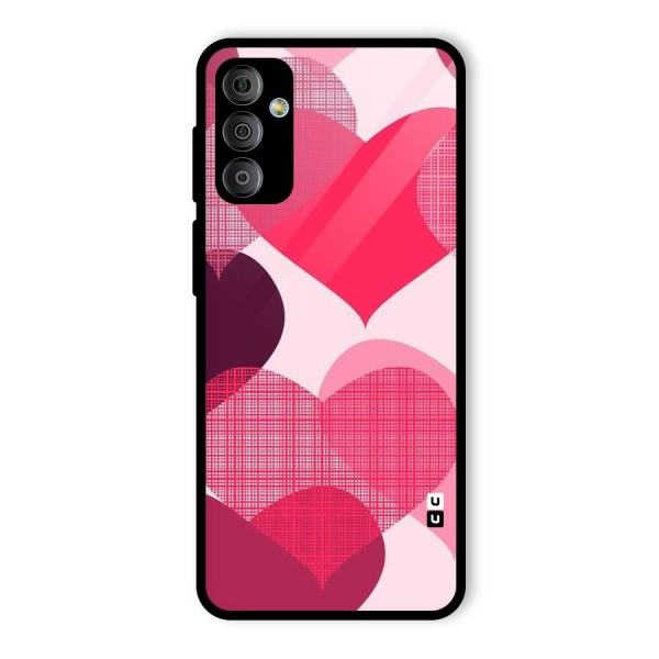 Check Pink Hearts Glass Back Case for Galaxy F23