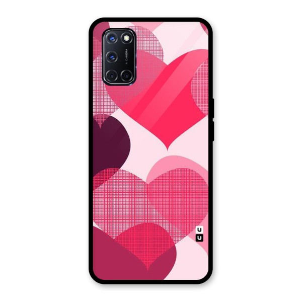 Check Pink Hearts Glass Back Case for Oppo A52