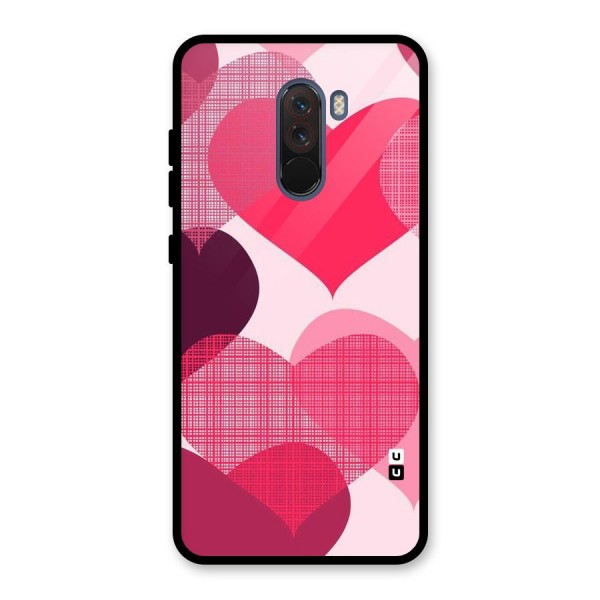 Check Pink Hearts Glass Back Case for Poco F1