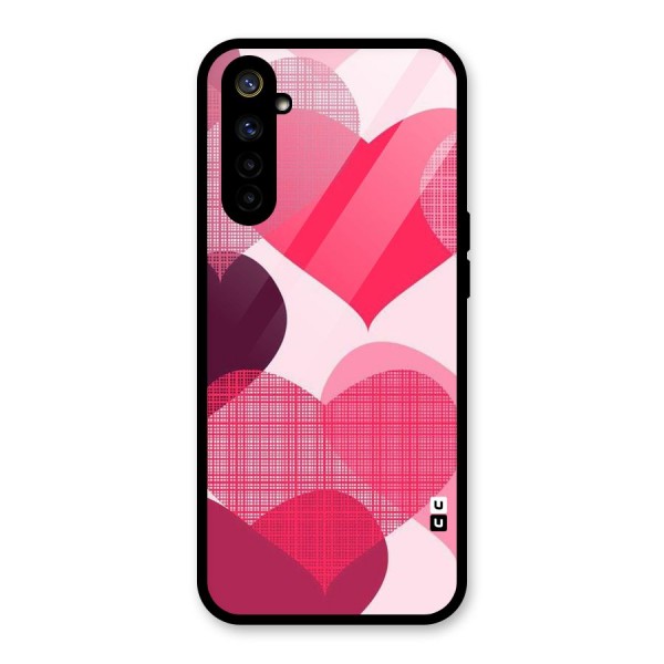 Check Pink Hearts Glass Back Case for Realme 6