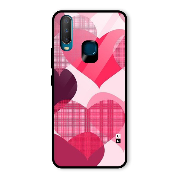 Check Pink Hearts Glass Back Case for Vivo Y15