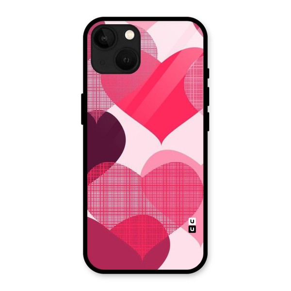 Check Pink Hearts Glass Back Case for iPhone 13