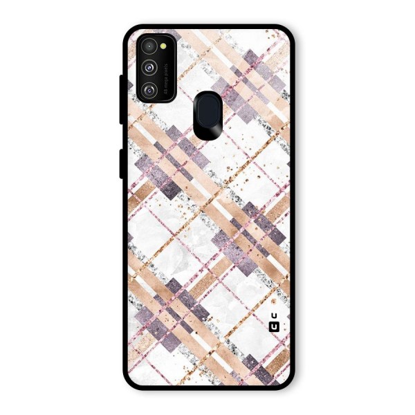 Check Trouble Glass Back Case for Galaxy M21