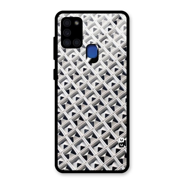 Check White Design Glass Back Case for Galaxy A21s