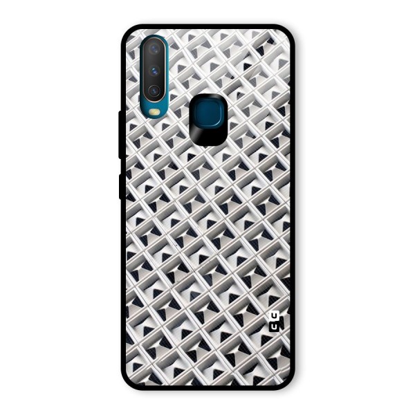 Check White Design Glass Back Case for Vivo Y15