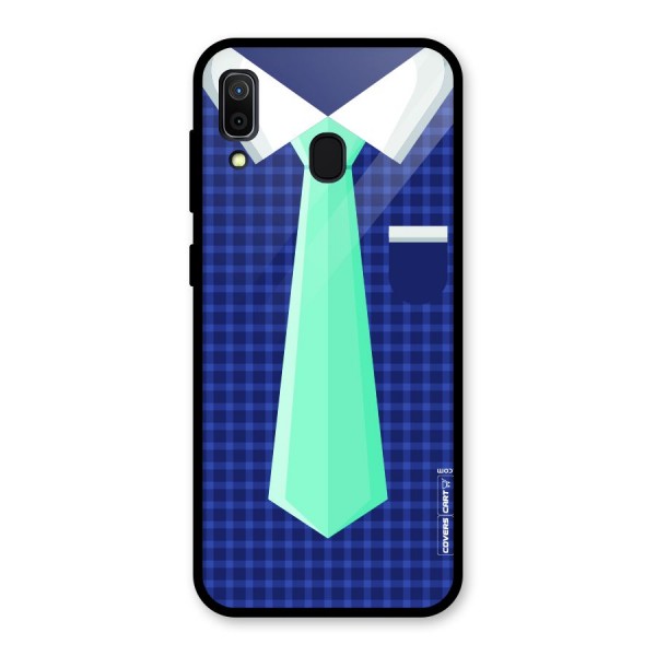 Checked Shirt Tie Glass Back Case for Galaxy A30