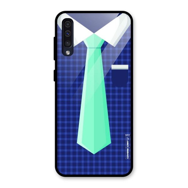 Checked Shirt Tie Glass Back Case for Galaxy A50s