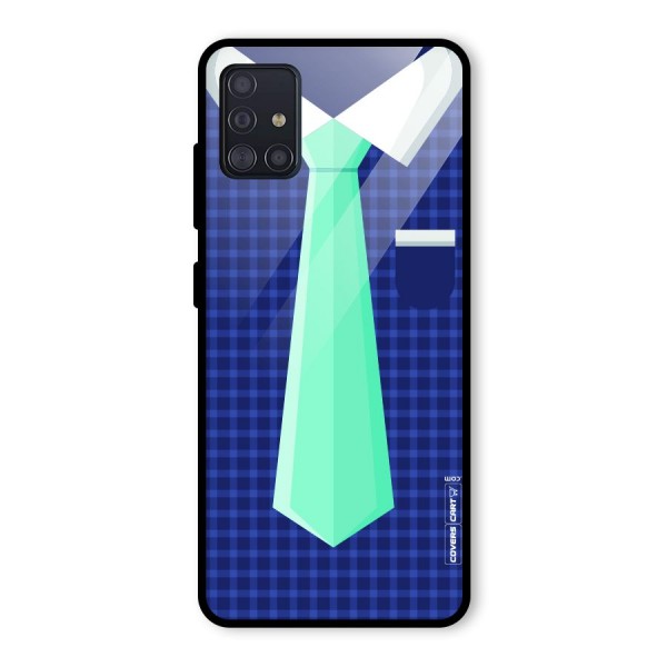 Checked Shirt Tie Glass Back Case for Galaxy A51