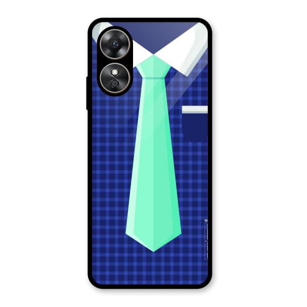 Checked Shirt Tie Glass Back Case for Oppo A17