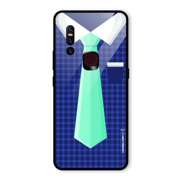 Checked Shirt Tie Glass Back Case for Vivo V15