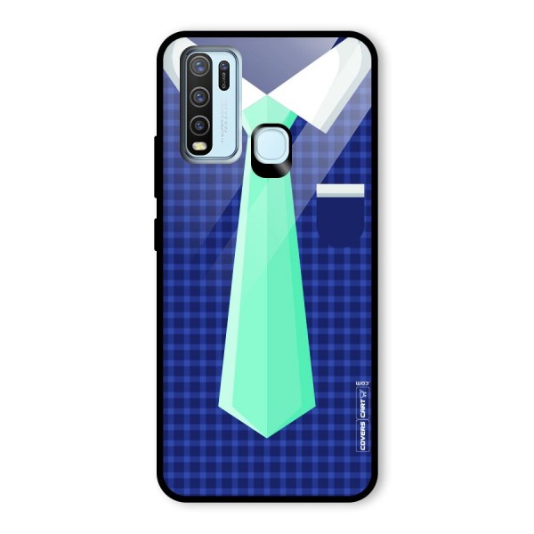 Checked Shirt Tie Glass Back Case for Vivo Y30