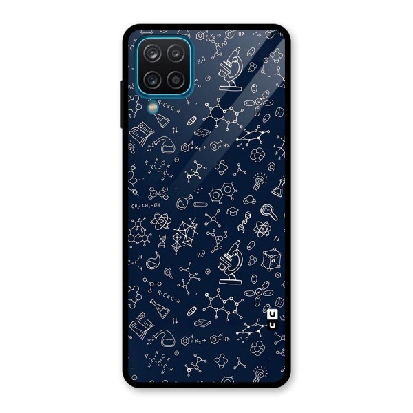 Chemistry Doodle Art Glass Back Case for Galaxy A12