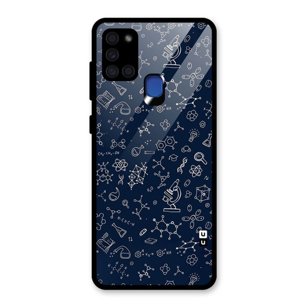 Chemistry Doodle Art Glass Back Case for Galaxy A21s