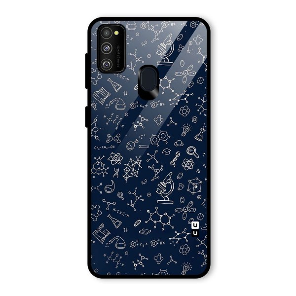 Chemistry Doodle Art Glass Back Case for Galaxy M21